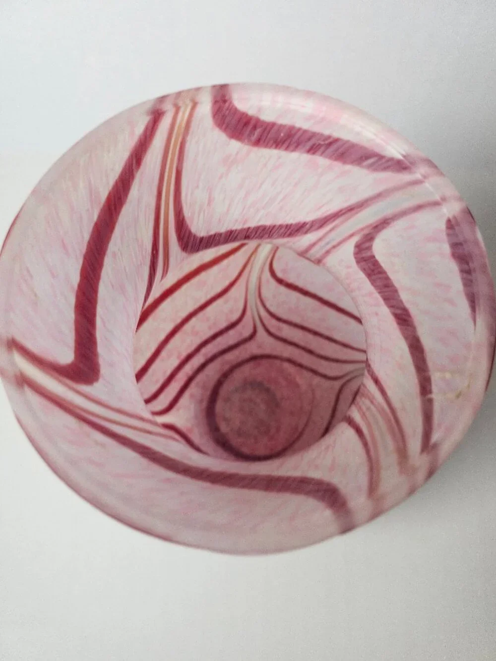 VTG Teleflora Pink Swirl Iridescent Art Glass Vase 5.5 